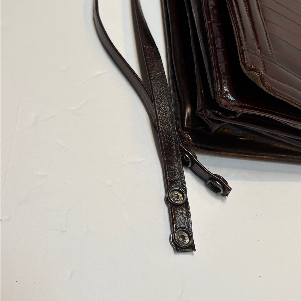 Vintage Deep Chocolate Brown Eel Skin Clutch/ Shoulder Bag - Picture 6 of 6